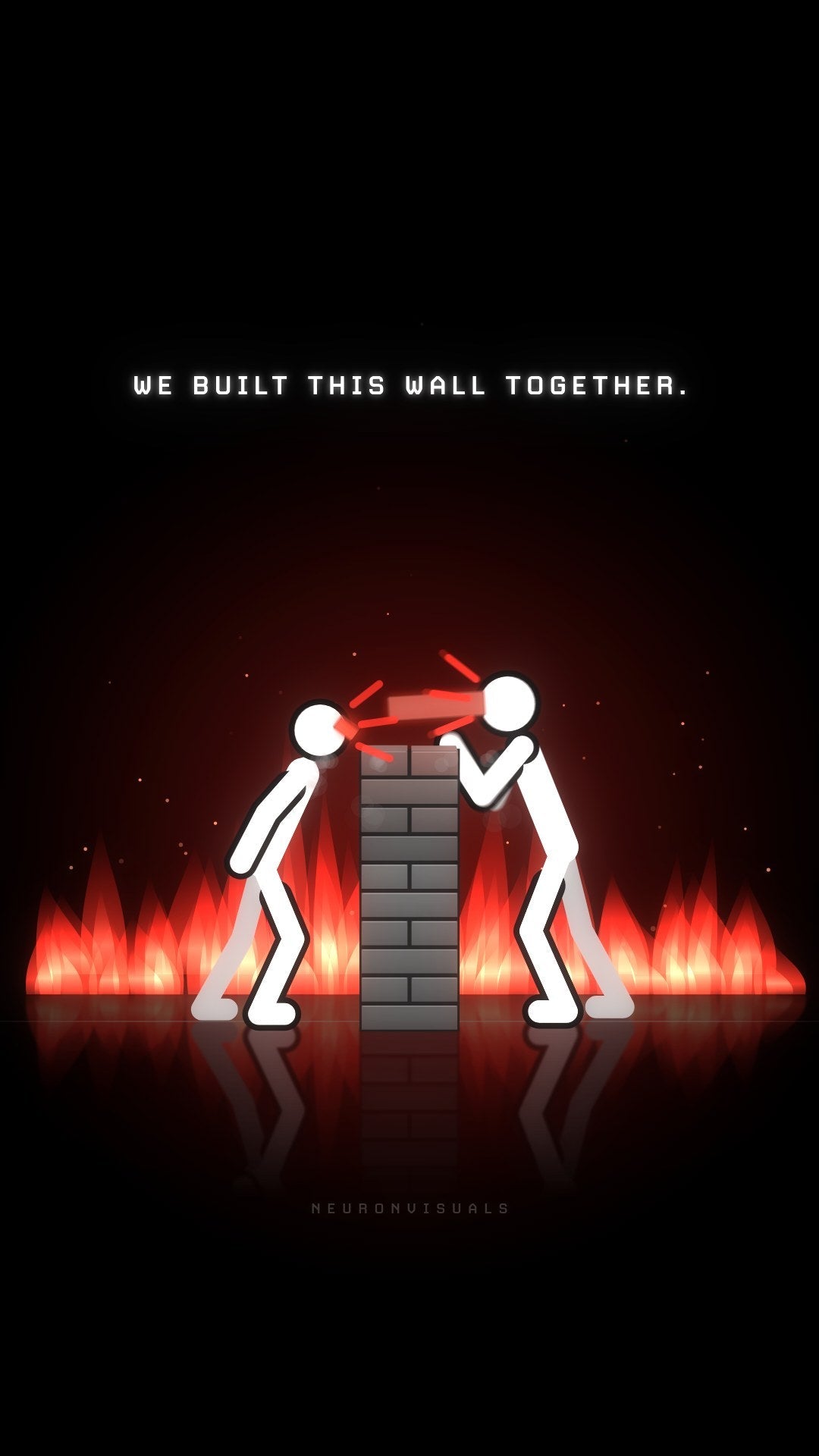 20 animations a month: two figures building a wall together